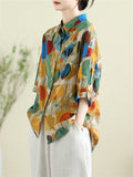 Summer Women's Colorful Multi Dot Printed Lapel Shirt