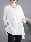 Women's Loose Checked V Neck Breathable Shirt for Summer