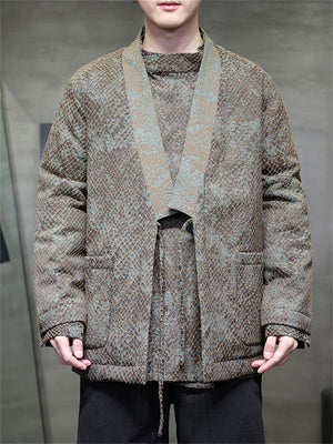 Men's Snakeskin Grain Jacquard Cotton Padded Coats