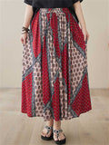 Ethnic Style Print Elastic Waist A-line Skirt for Ladies