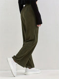 Ladies Elastic Waist Army Green Corduroy Pants