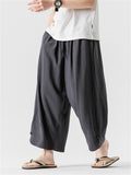 Men's Retro Simple Cotton Linen Drawstring Straight-Leg Pants