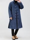 Men's Mid-length Corduroy Oriental Style Thickended Overcoats