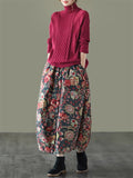 Ladies Retro Ethnic Style Printed Loose Autumn Winter Skirts