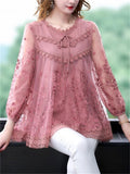 Women's Loose Floral Embroidery Lace Shirts