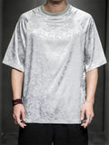 Men's Summer Casual Round Neck Dragon Jacquard T-shirts