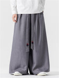 Male Ultra-loose Wide-leg Pants with Flame Pattern Strap