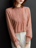 Women's Elegant Stand Collar Polka Dot Breathable Chiffon Shirt