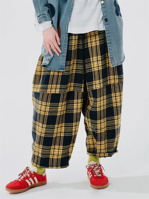 Ladies Spring Summer Relaxed Fit Plaid Pants