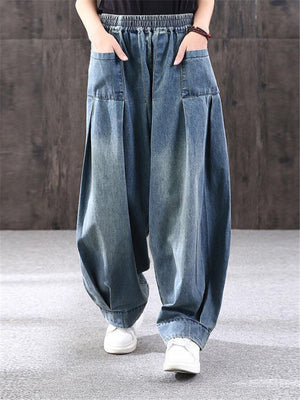 Loose Casual Retro Wide Leg Jeans With Pockets