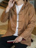 Casual Men's Button-up Faux Suede Hooded Jackets