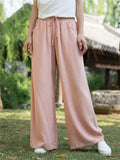 Plain Cozy Zen Linen Wide Leg Pants for Women