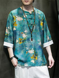 Male Breathable Floral Print Half Sleeve T-shirts