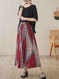 Ethnic Style Print Elastic Waist A-line Skirt for Ladies