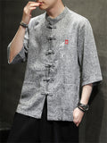 Men's Trendy Tang Suit Embroidered Half Sleeve Shirts