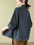 Women's Large Pocket Relaxed Lapel Denim Jackets