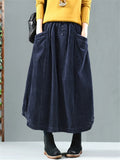 Retro Simple High-waist Solid Slimming Female Corduroy Skirts