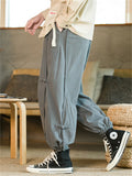 Men's Knot Button Decorative Textured Drawstring Corduroy Pants