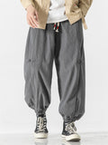 Men's Knot Button Decorative Textured Drawstring Corduroy Pants