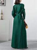 Women's Elegant High Collar Lace Up Midi Dress Coat