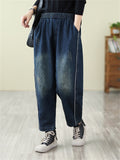 Spring Autumn Female Stylish Elastic Waist Jeans