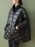 Women's Solid Waterproof Down Coats with Zipper Pockets