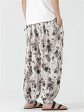 Retro Print Loose Ankle Tied Lantern Pants for Men