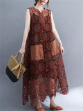 Ladies Temperament Large Size Cutout Lace Tank Dress