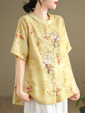 Women's Chinese Style Embroidery Summer Stand Collar Shirt