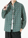 Male Trendy Autumn Winter Green Corduroy Plaid Jackets