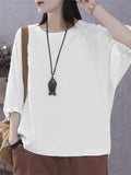 Women's Simple Oversized Crew Neck Batwing Sleeve Shirt