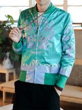 Male Hip Hop Chinese Dragon Print Slim Fit Baseball Jacket