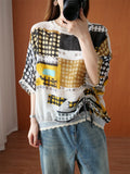 Women's Irregular Polka Dots Print Drawstring Design Shirt