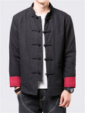 Men's Winter Plain Tang Suit Knot Button Cotton Coat