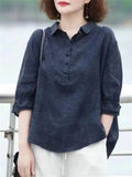 Summer Cozy Lapel Short Sleeve Jacquard Shirt for Women