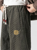 Men's Stylish Embroidery Corduroy Plaid Casual Pants