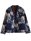 Women's Ethnic Thick Floral Print Fleece Lined Jacket