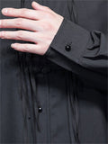 Men's Silk-Like Skin-Friendly Knot Button Black Shirt