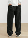 Men's Fashion Elastic Waist Straight Leg Corduroy Pants