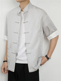 Male Embroidered Contrast Color Chinese Style Shirts