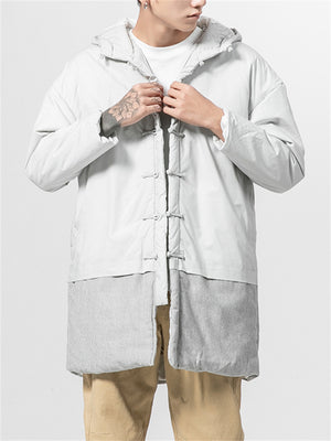 Men's Mid-length Splice Single-breasted Leisure Outerwear