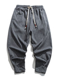 Men's Stylish Striped Drawstring Thickened Casual Pants