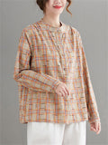 Women's Sweet Korean Style Spring Long-sleeve Plaid Shirts