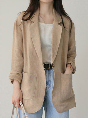 Female Comfortable Stylish One Button Blazer Jacket