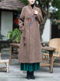 Chinese Style Warm Sherpa Blend Overcoats for Ladies