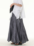 Solid Color Crinkled Maxi Skirts for Ladies