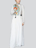 Female Cotton Linen Ethnic Style Embroidered Floral Dress