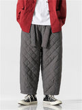 Warm Casual Male Cotton-padded Diamond Pattern Pants