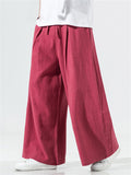 Men's Cotton Linen Loose Mid-waist Trousers