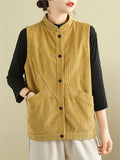 Women's Autumn Cosy Corduroy Vest Jacket with Pocket